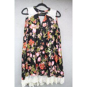 Umgee Sleeveless Semi-Sheer Dress with Lace Trim-Size Small-Peek-A-Boo-Oversized